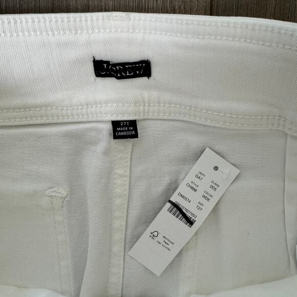 J.Crew Slim Wide Leg Jeans WMNS 27 Tall White Denim Stacked Buttons Semi Stretch - Picture 4 of 8